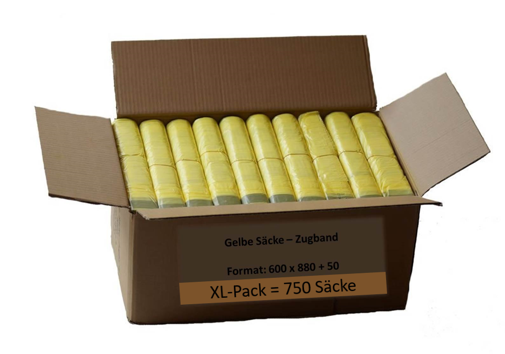 Bild Gelbe Säcke - Ein Karton mit 50 Rollen (750 Säcke) - 22 µm